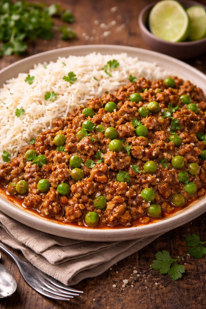 Mutter Keema With Rice